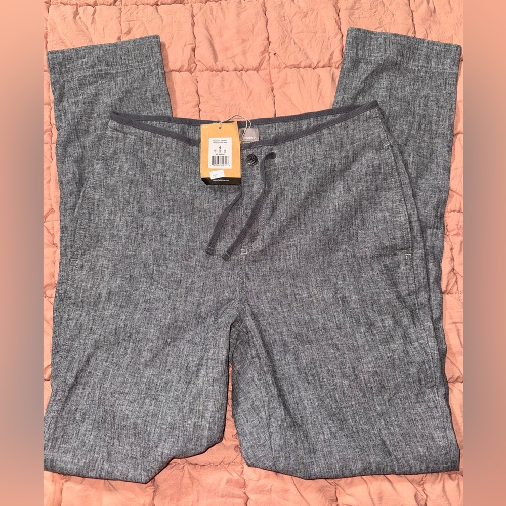 Woman’s Royal Robbin’s Hempline Gray Tie Pants size 6